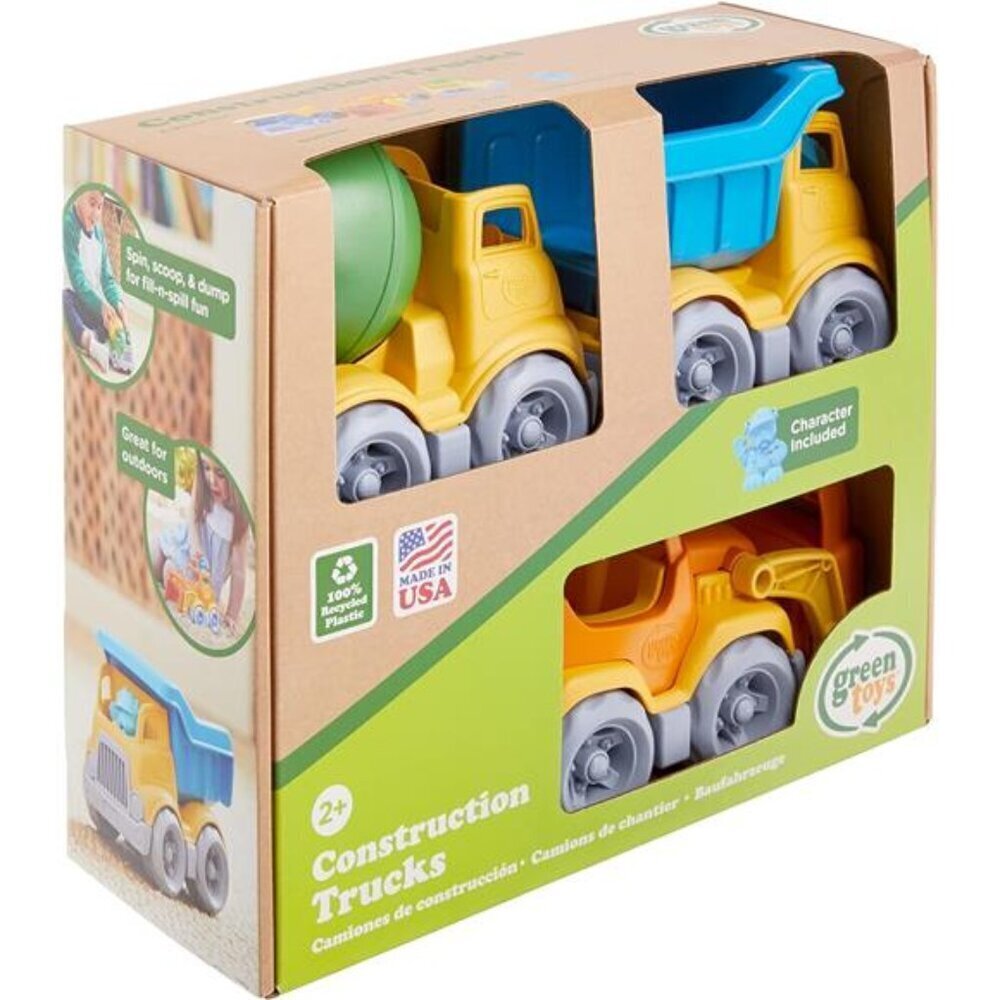 Green Toys Construction Vehicle Scooper, Dumper, Mixer, 1 Character- 3 Pack - 4C